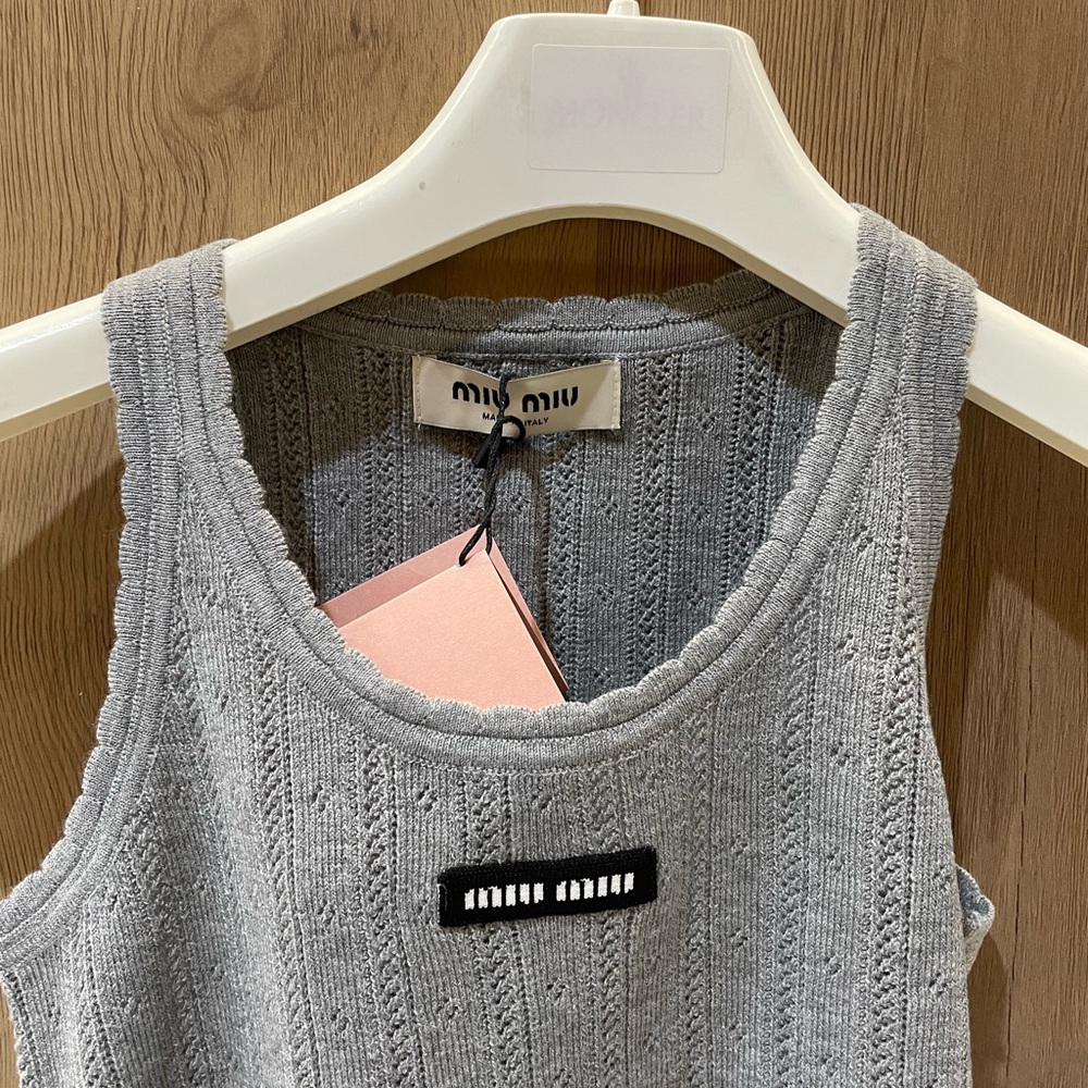 Miu Miu Light Gray Textured Camisole - Picture 4 of 7